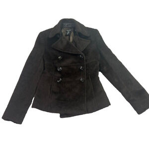 GUESS Jacket Womens XS Alpaca Wool Brown Double Breast Button Down Y2K VTG